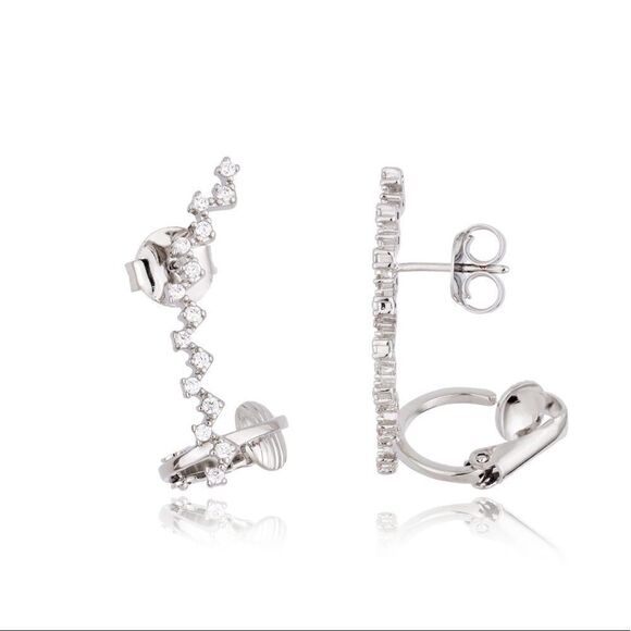 Ear-cuff earrings white rhodium plated zirconia - Picture 2 of 5